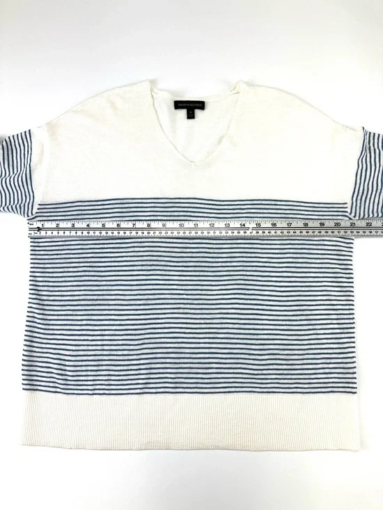 Banana Republic Linen Blend Striped Sweater Medium Nautical Coastal Style Womens - Picture 6 of 8